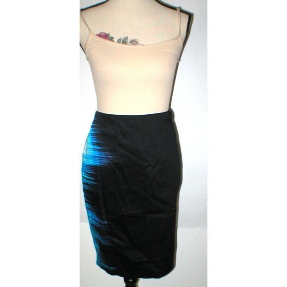 New $128 Womens Designer Tahari Black Blue Skirt Lined Work Office 12 NWT Ombre